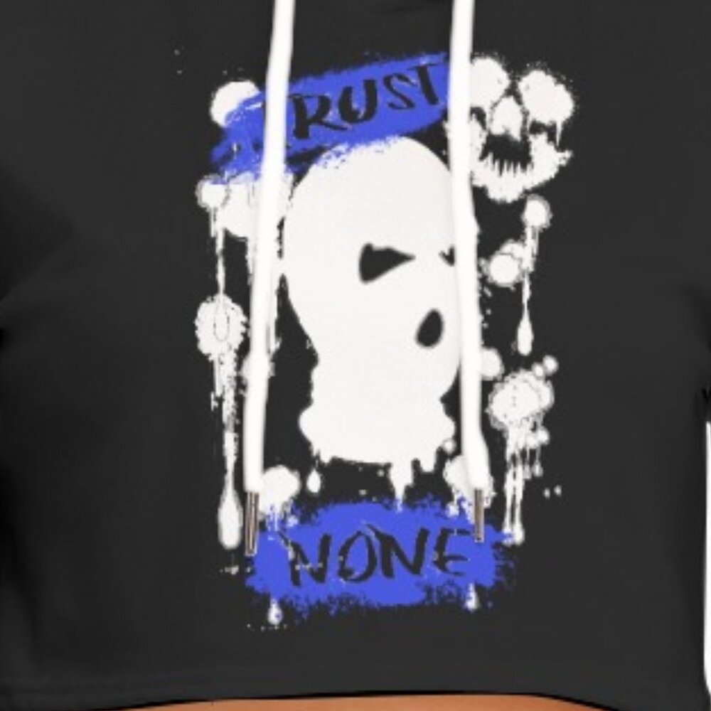 Trust None Crop Top Mesh Sleeved Hoodie